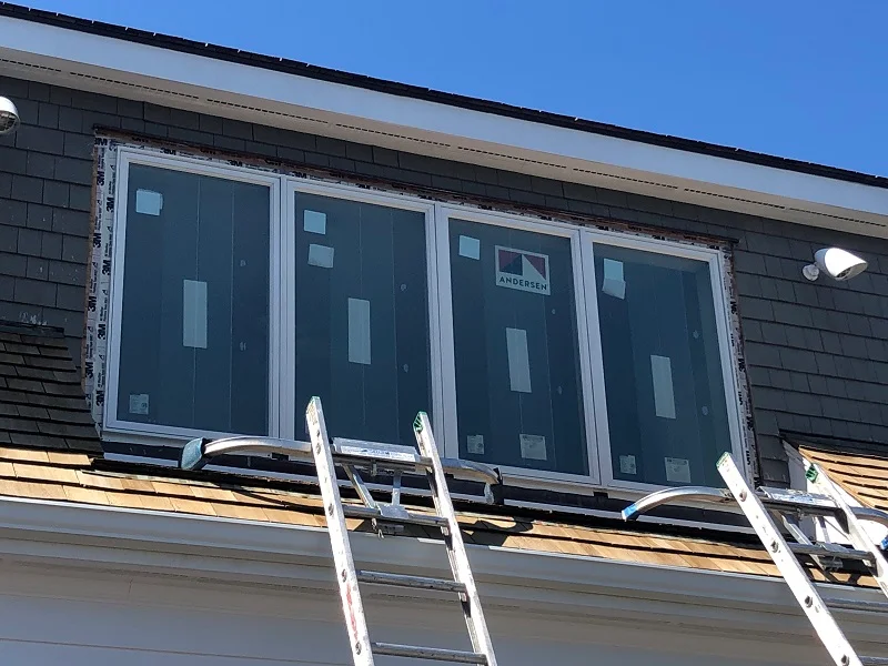 Andersen 400 Series quad  casement windows properly flashed with 3M all weather tape